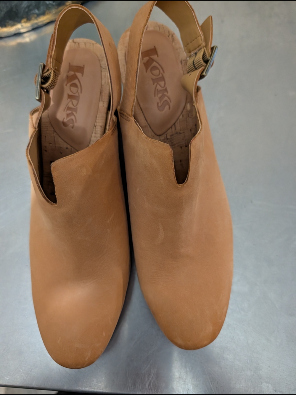Kork-Ease Tan Leather Slingback Clogs